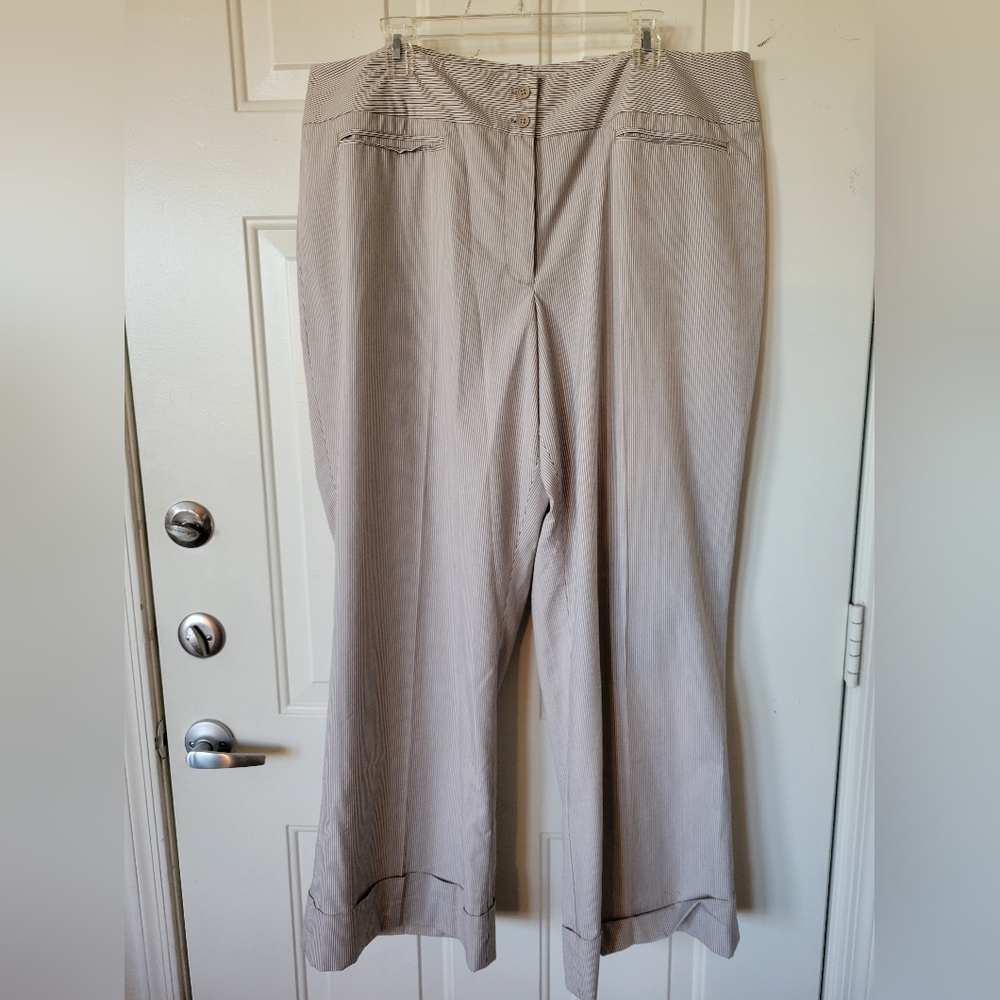 Lane Bryant Women's Multi Striped Wide Leg Cuffed Trousers 22